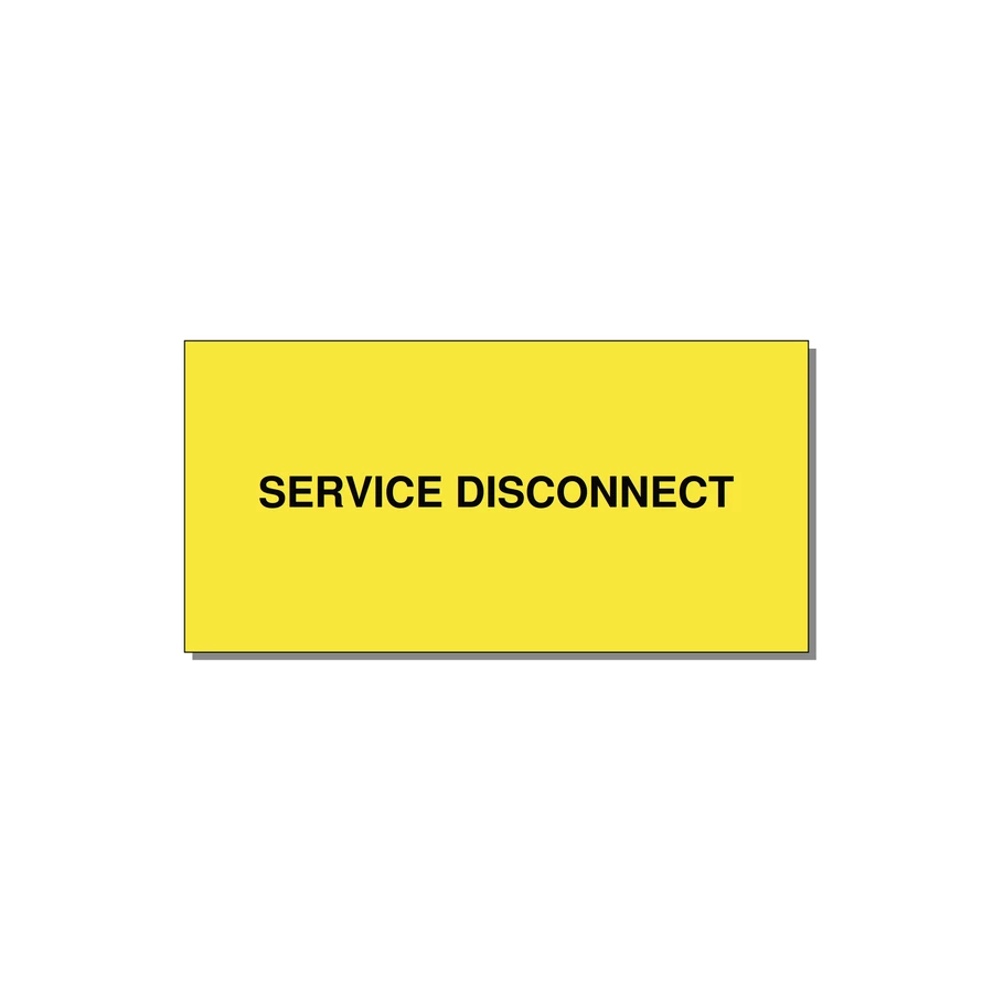 6.0x3.0" Disconnect Switch Label - SERVICE DISCONNECT — 6x3" Black on Yellow, Adhesive