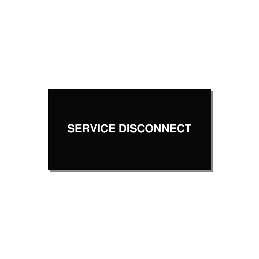 6.0x3.0" Disconnect Switch Label - SERVICE DISCONNECT — 6x3" White on Black, Adhesive