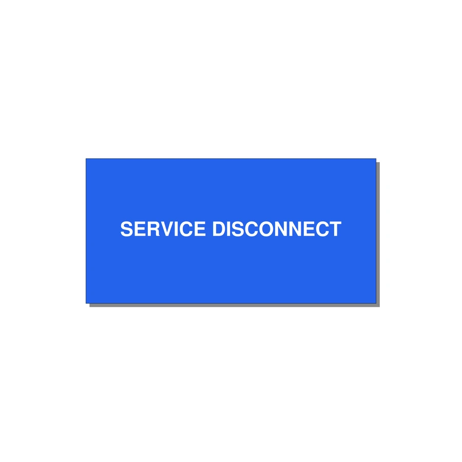 6.0x3.0" Disconnect Switch Label - SERVICE DISCONNECT — 6x3" White on Blue, Adhesive