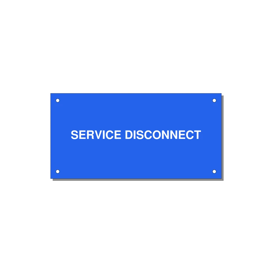 6.0x3.0" Disconnect Switch Label - SERVICE DISCONNECT — 6x3" White on Blue, Holes