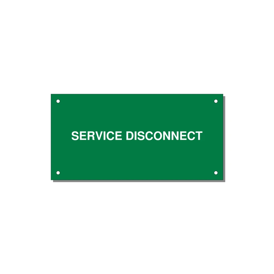 6.0x3.0" Disconnect Switch Label - SERVICE DISCONNECT — 6x3" White on Green, Holes
