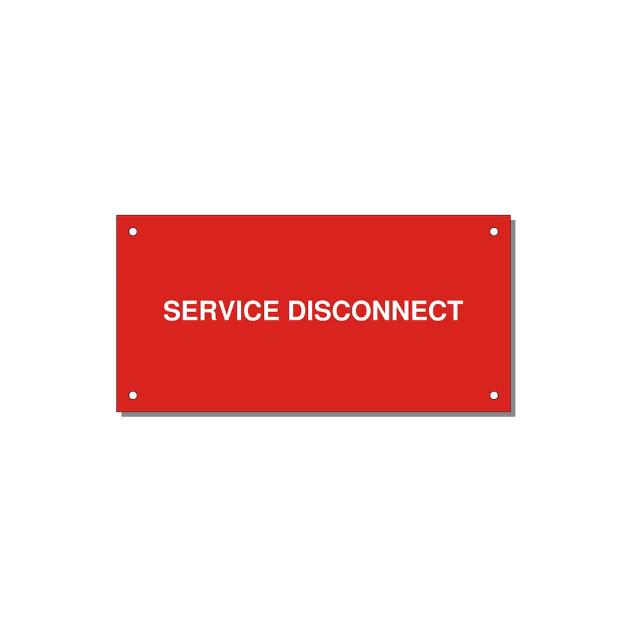 6.0x3.0" Disconnect Switch Label - SERVICE DISCONNECT — 6x3" White on Red, Holes