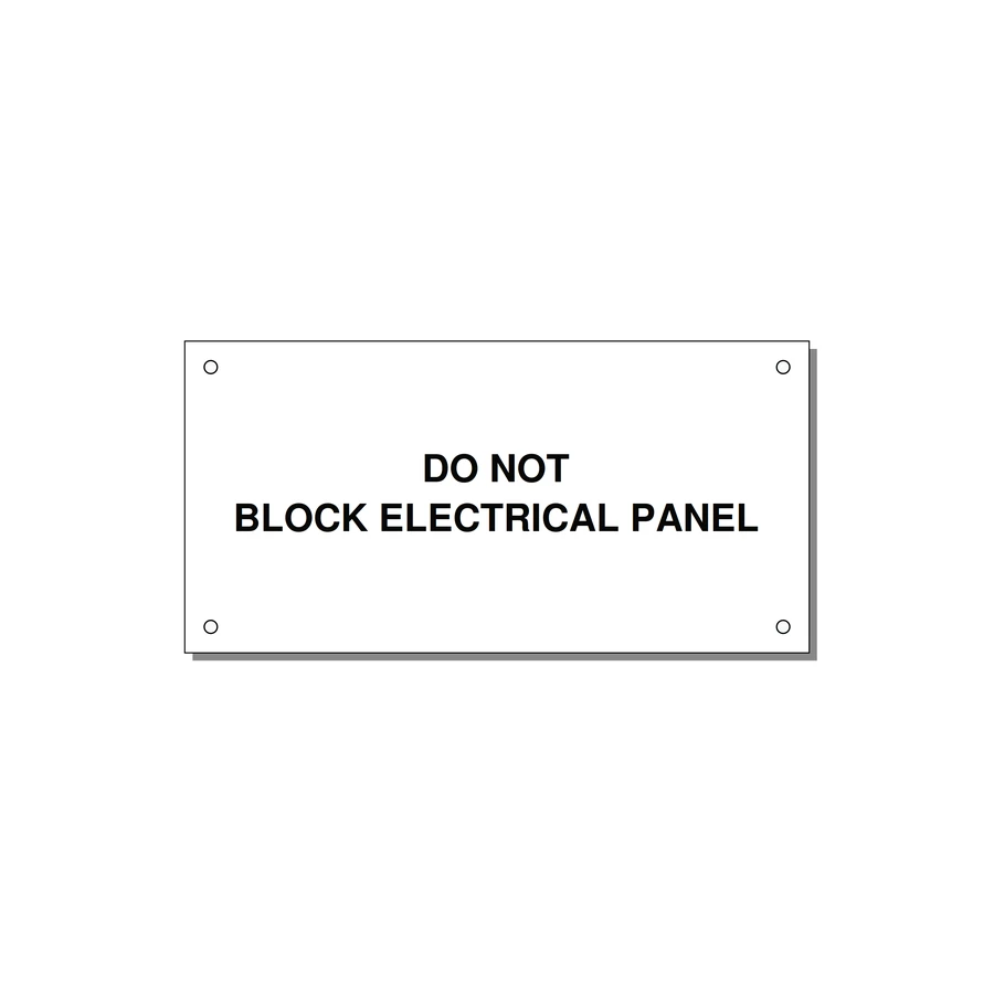 6.0x3.0" Electrical Safety Label - DO NOT BLOCK ELECTRICAL P — 6x3" Black on White, Holes