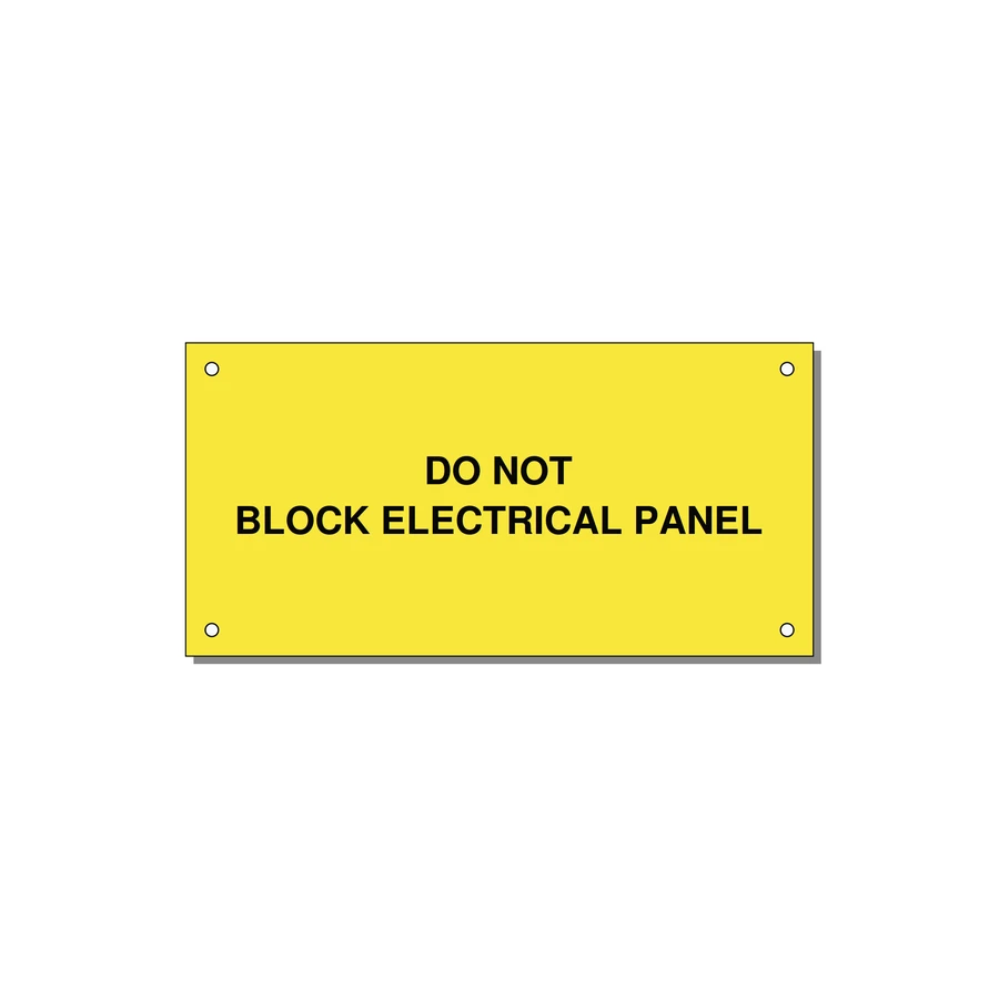 6.0x3.0" Electrical Safety Label - DO NOT BLOCK ELECTRICAL P — 6x3" Black on Yellow, Holes
