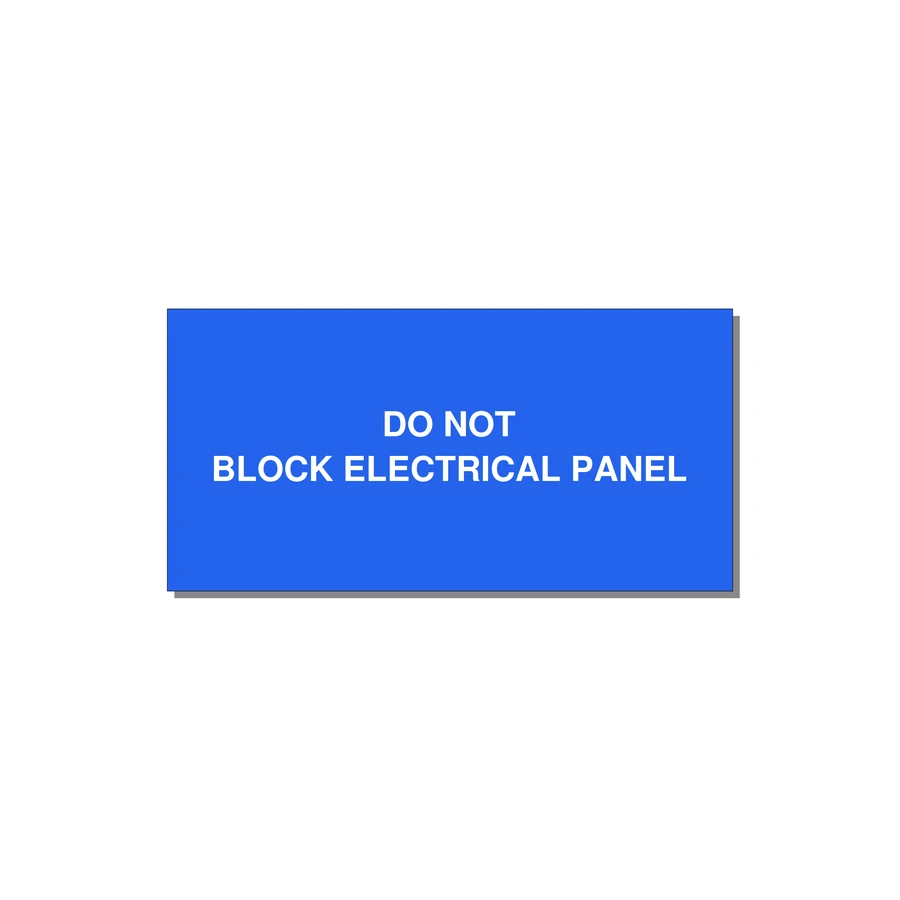 6.0x3.0" Electrical Safety Label - DO NOT BLOCK ELECTRICAL P — 6x3" White on Blue, Adhesive