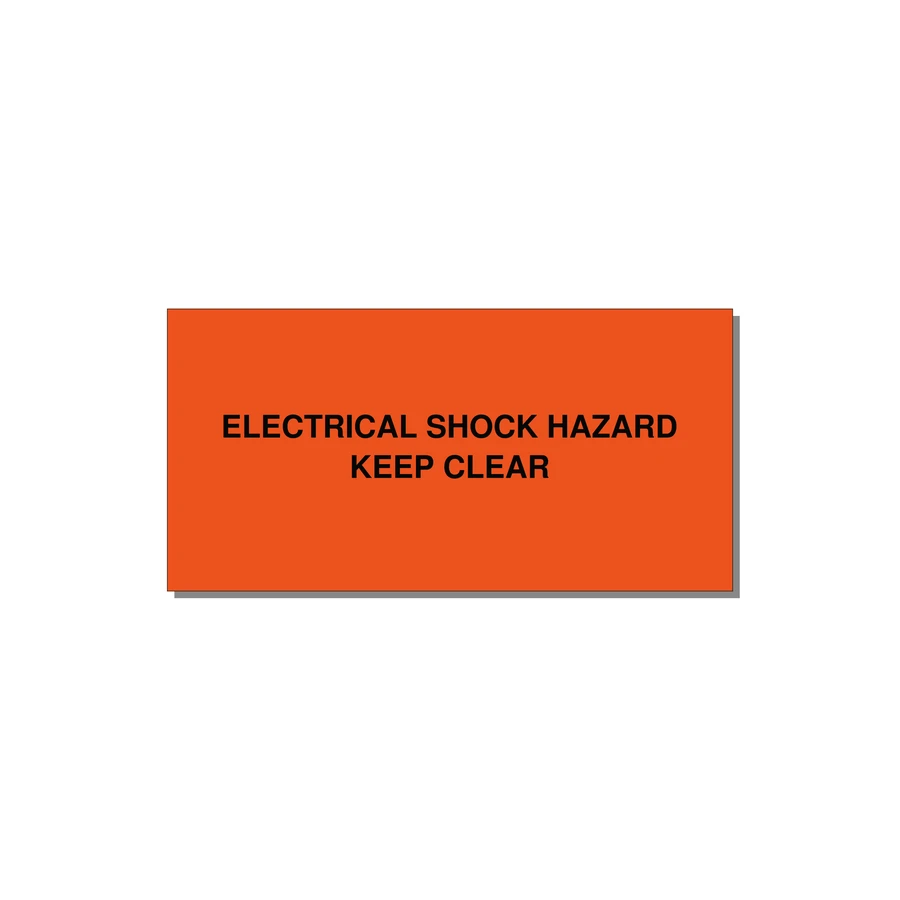 6.0x3.0" Electrical Safety Label - ELECTRICAL SHOCK HAZARD K — 6x3" Black on Orange, Adhesive