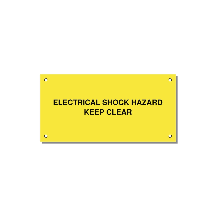 6.0x3.0" Electrical Safety Label - ELECTRICAL SHOCK HAZARD K — 6x3" Black on Yellow, Holes