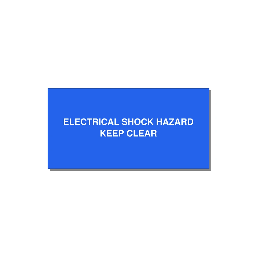 6.0x3.0" Electrical Safety Label - ELECTRICAL SHOCK HAZARD K — 6x3" White on Blue, Adhesive