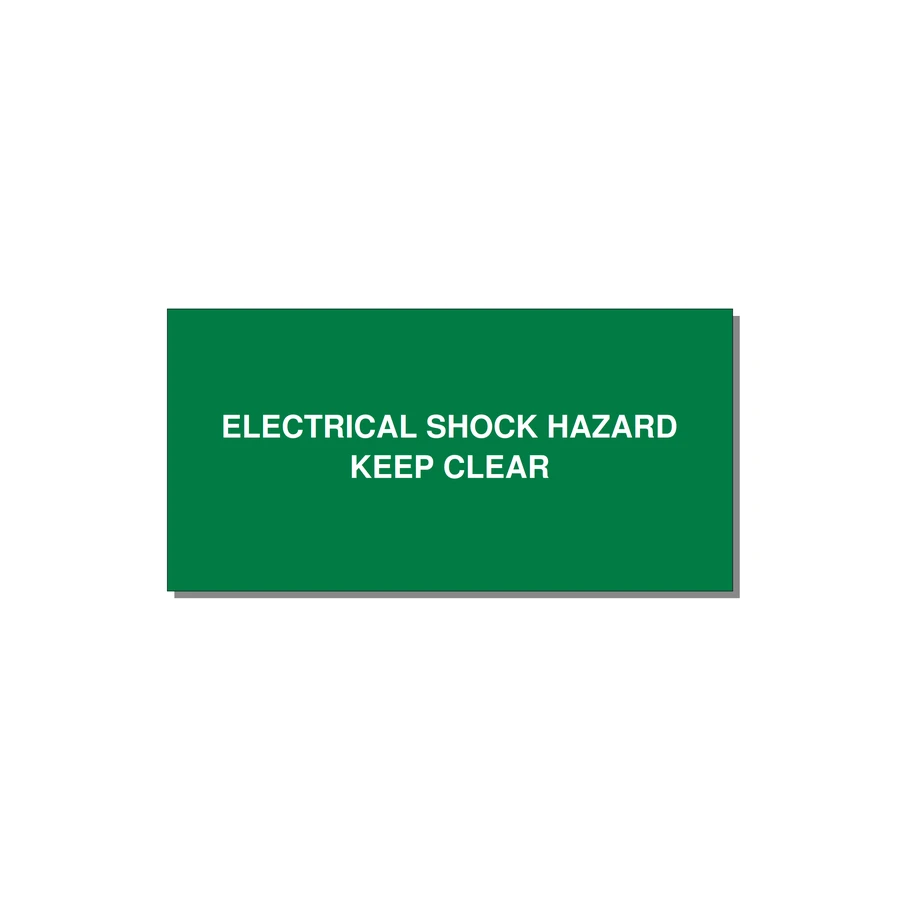 6.0x3.0" Electrical Safety Label - ELECTRICAL SHOCK HAZARD K — 6x3" White on Green, Adhesive