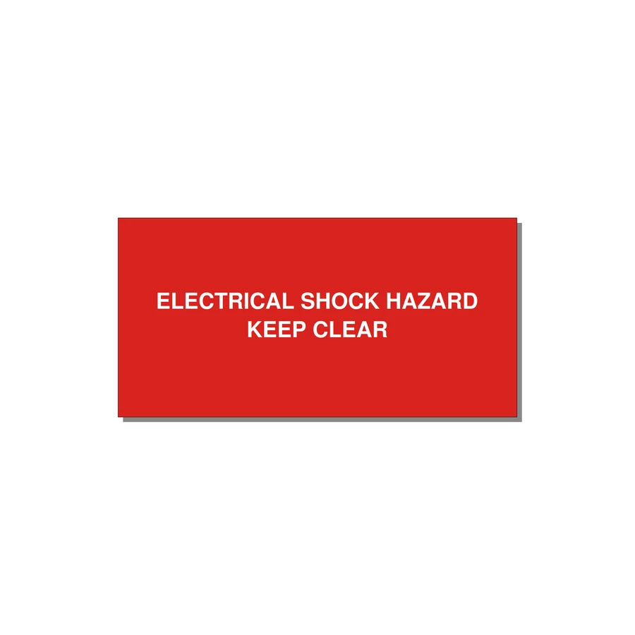 6.0x3.0" Electrical Safety Label - ELECTRICAL SHOCK HAZARD K — 6x3" White on Red, Adhesive
