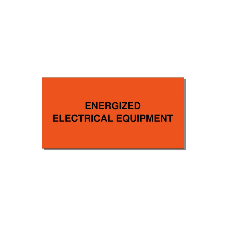 6.0x3.0" Electrical Safety Label - ENERGIZED ELECTRICAL EQUI — 6x3" Black on Orange, Adhesive