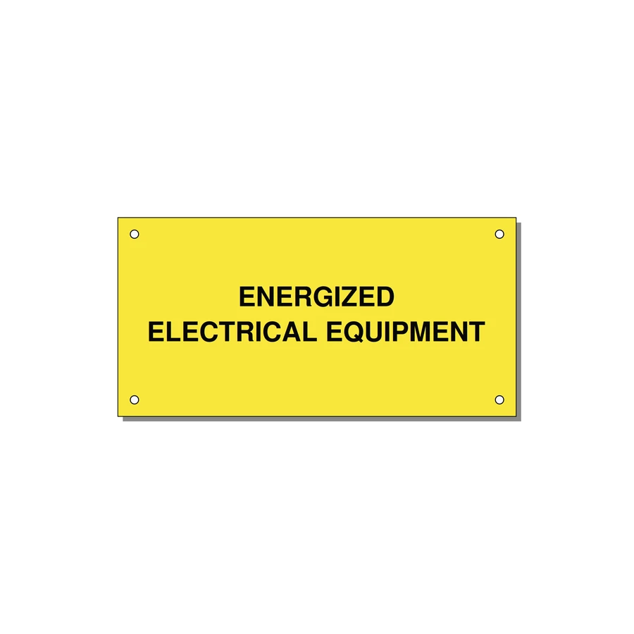 6.0x3.0" Electrical Safety Label - ENERGIZED ELECTRICAL EQUI — 6x3" Black on Yellow, Holes