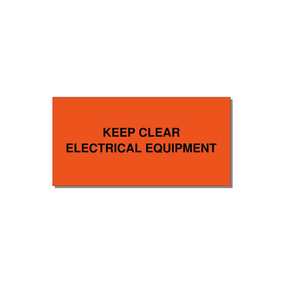 6.0x3.0" Electrical Safety Label - KEEP CLEAR ELECTRICAL EQU — 6x3" Black on Orange, Adhesive