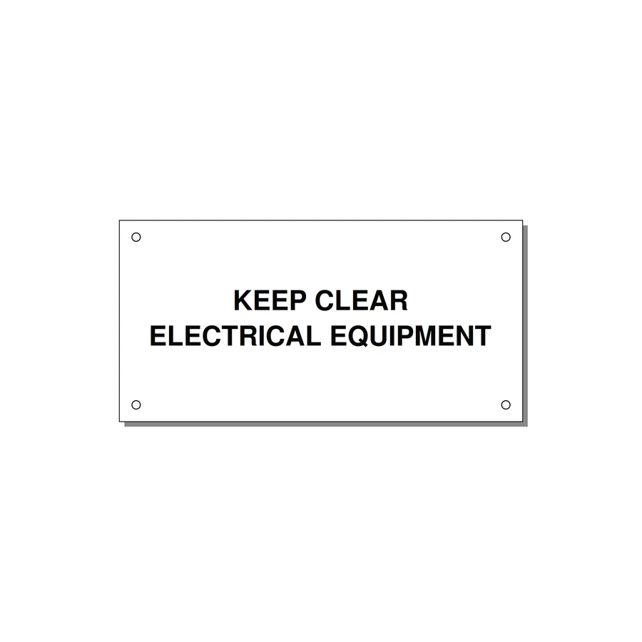 6.0x3.0" Electrical Safety Label - KEEP CLEAR ELECTRICAL EQU — 6x3" Black on White, Holes