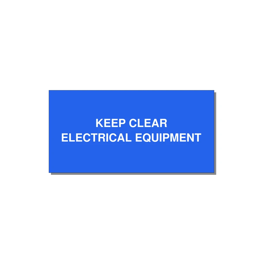 6.0x3.0" Electrical Safety Label - KEEP CLEAR ELECTRICAL EQU — 6x3" White on Blue, Adhesive