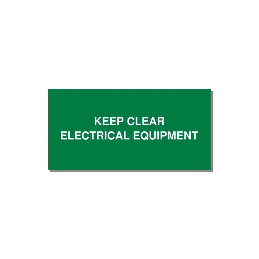 6.0x3.0" Electrical Safety Label - KEEP CLEAR ELECTRICAL EQU — 6x3" White on Green, Adhesive