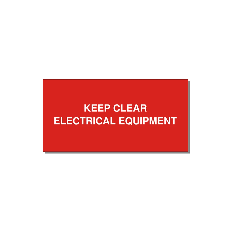 6.0x3.0" Electrical Safety Label - KEEP CLEAR ELECTRICAL EQU — 6x3" White on Red, Adhesive