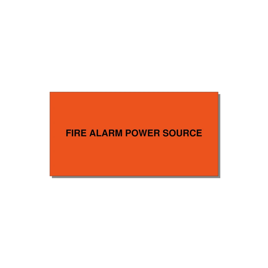 6.0x3.0" Fire Safety Label - FIRE ALARM POWER SOURCE — 6x3" Black on Orange, Adhesive