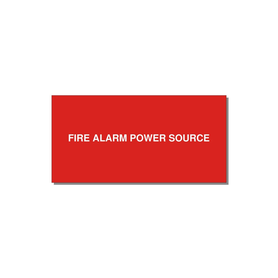 6.0x3.0" Fire Safety Label - FIRE ALARM POWER SOURCE — 6x3" White on Red, Adhesive