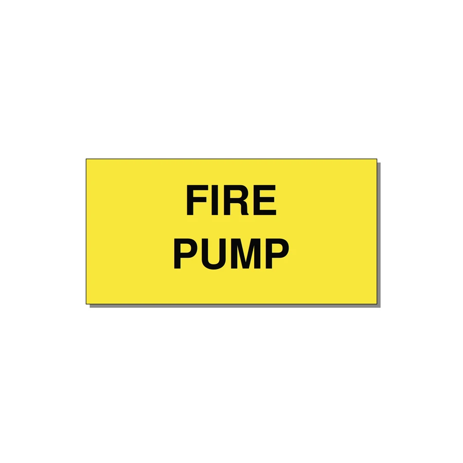 6.0x3.0" Fire Safety Label - FIRE PUMP — 6x3" Black on Yellow, Adhesive