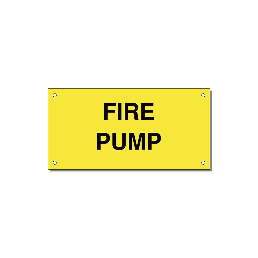 6.0x3.0" Fire Safety Label - FIRE PUMP — 6x3" Black on Yellow, Holes