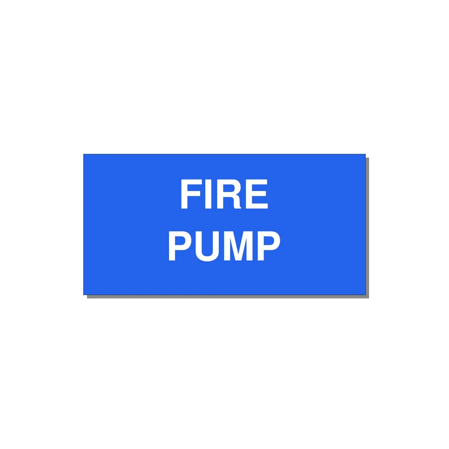 6.0x3.0" Fire Safety Label - FIRE PUMP — 6x3" White on Blue, Adhesive