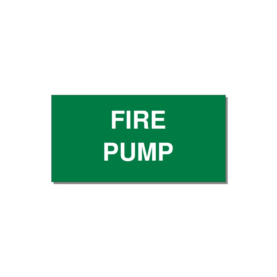6.0x3.0" Fire Safety Label - FIRE PUMP — 6x3" White on Green, Adhesive