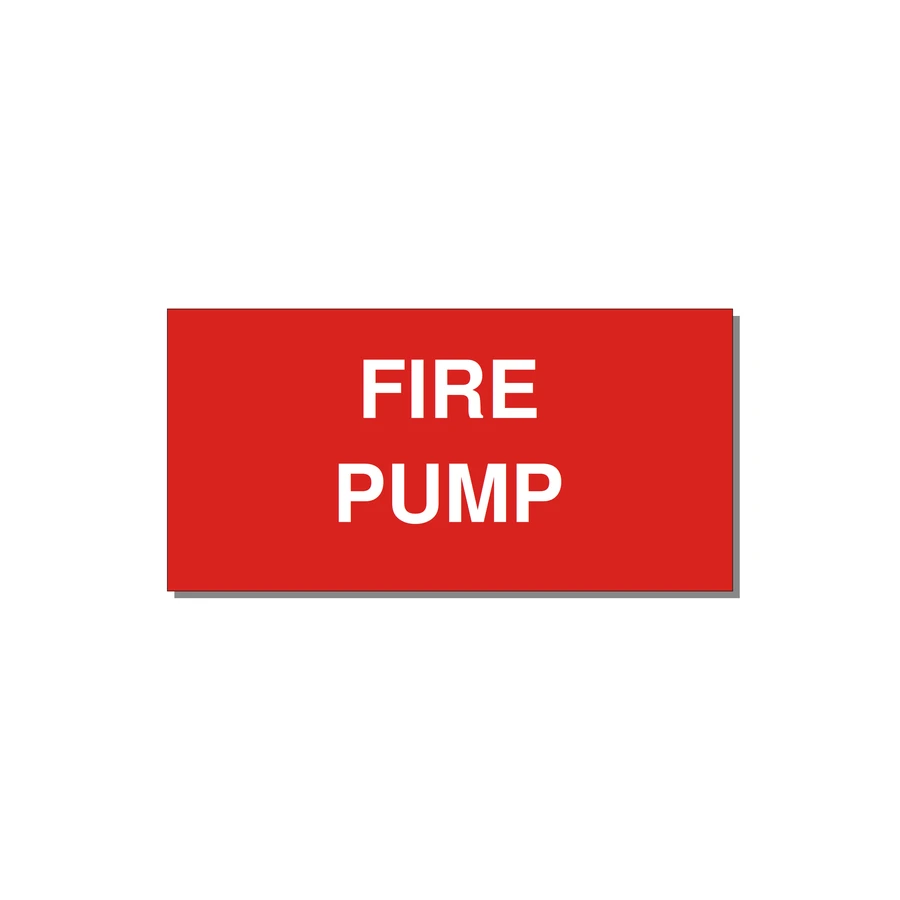 6.0x3.0" Fire Safety Label - FIRE PUMP — 6x3" White on Red, Adhesive