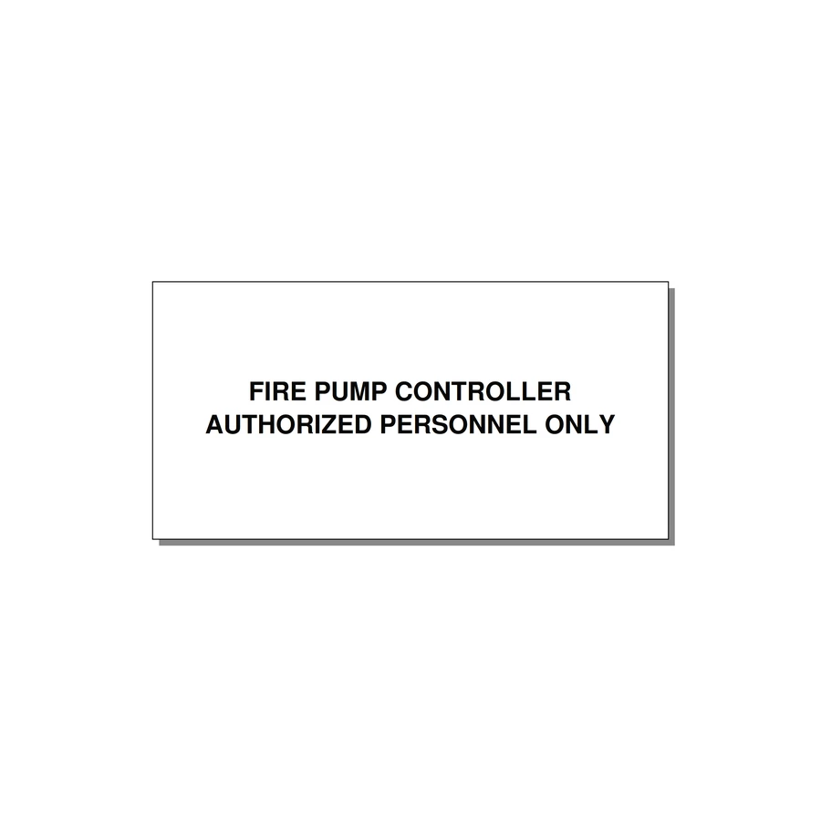 6.0x3.0" Fire Safety Label - FIRE PUMP CONTROLLER AUTH — 6x3" Black on White, Adhesive
