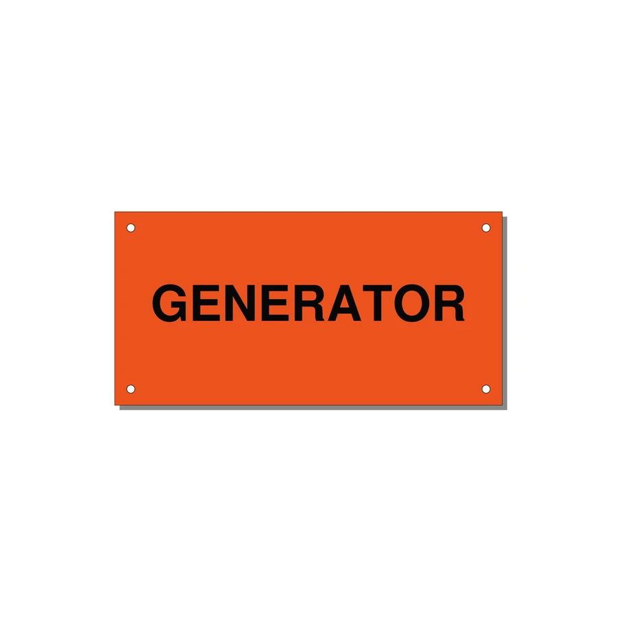 6.0x3.0" Generator Equipment Label - GENERATOR — 6x3" Black on Orange, Holes