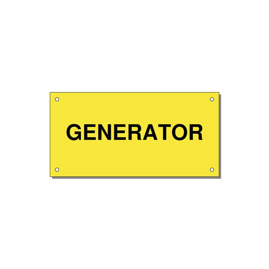 6.0x3.0" Generator Equipment Label - GENERATOR — 6x3" Black on Yellow, Holes