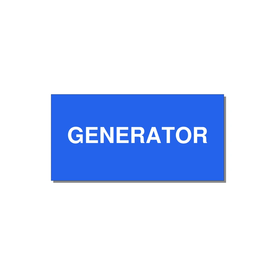 6.0x3.0" Generator Equipment Label - GENERATOR — 6x3" White on Blue, Adhesive