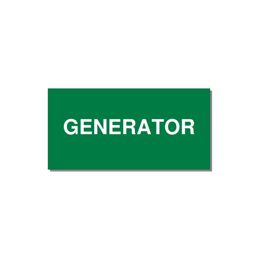 6.0x3.0" Generator Equipment Label - GENERATOR — 6x3" White on Green, Adhesive