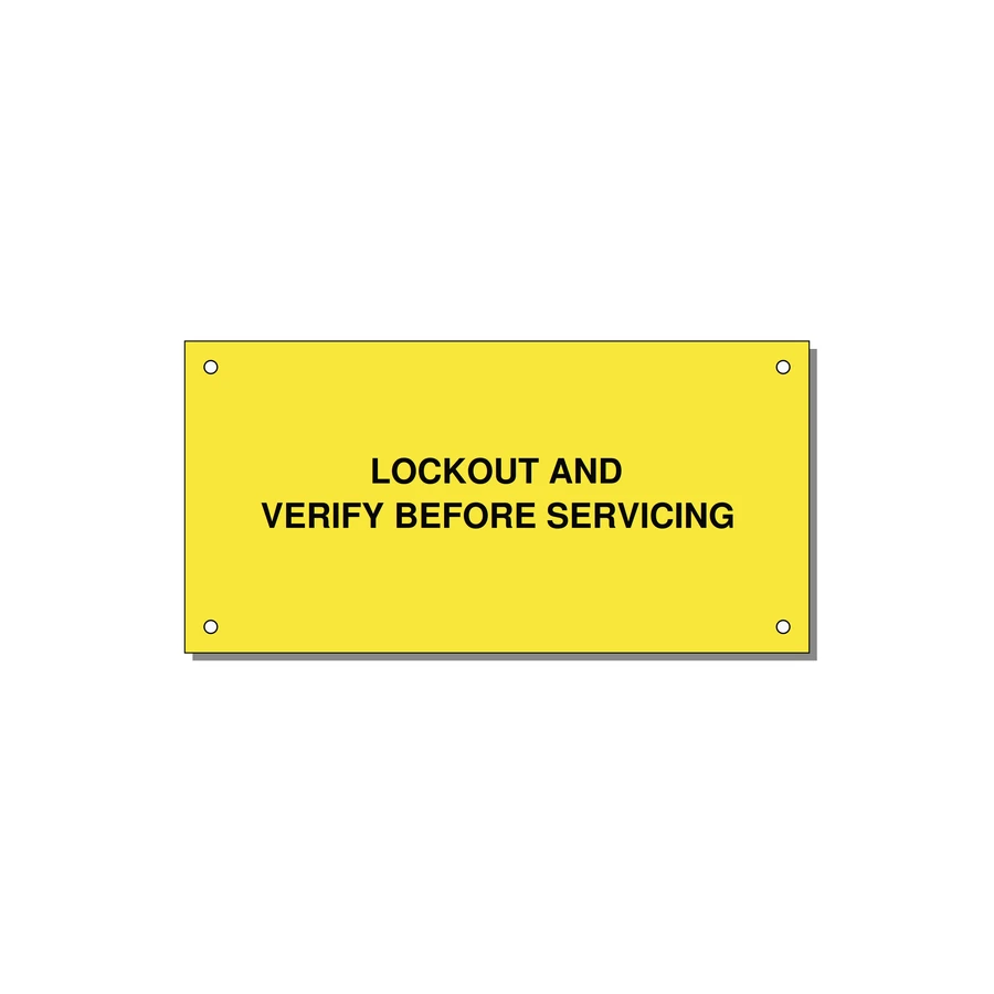 6.0x3.0" Lockout Tagout Label - LOCKOUT AND VERIFY BEFORE — 6x3" Black on Yellow, Holes