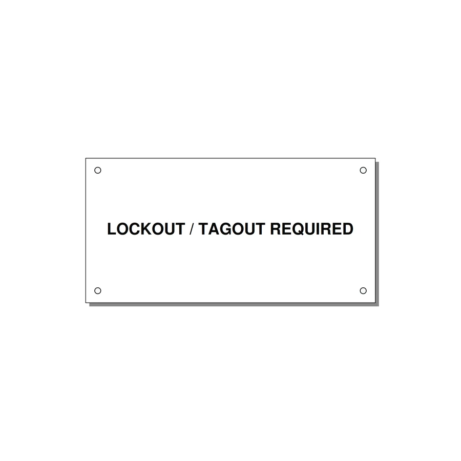 6.0x3.0" Lockout Tagout Label - LOCKOUT / TAGOUT REQUIRED — 6x3" Black on White, Holes