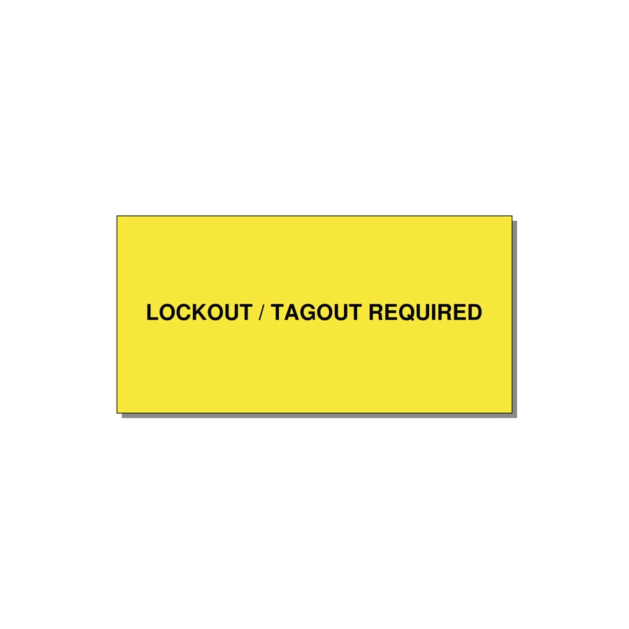 6.0x3.0" Lockout Tagout Label - LOCKOUT / TAGOUT REQUIRED — 6x3" Black on Yellow, Adhesive