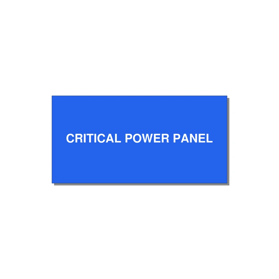 6.0x3.0" Panel Identification Label - CRITICAL POWER PANEL — 6x3" White on Blue, Adhesive