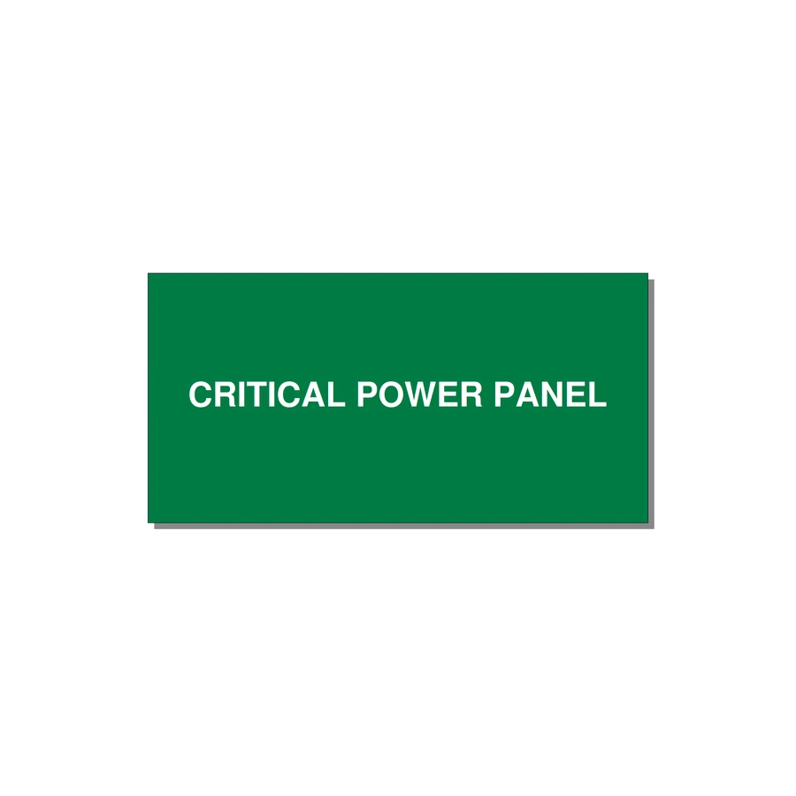 6.0x3.0" Panel Identification Label - CRITICAL POWER PANEL — 6x3" White on Green, Adhesive