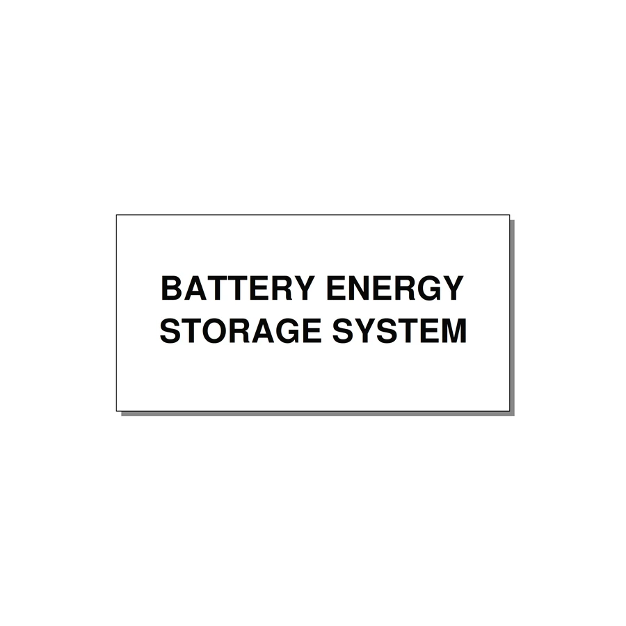 6.0x3.0" Safety Label - BATTERY ENERGY STORAGE SY — 6x3" Black on White, Adhesive