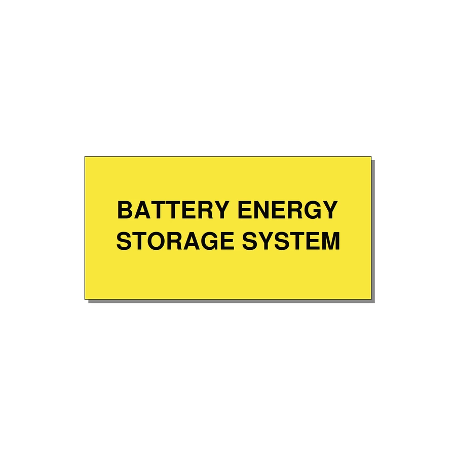 6.0x3.0" Safety Label - BATTERY ENERGY STORAGE SY — 6x3" Black on Yellow, Adhesive