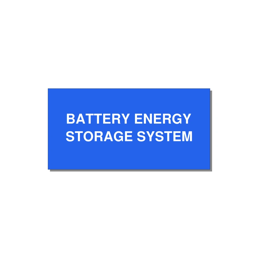 6.0x3.0" Safety Label - BATTERY ENERGY STORAGE SY — 6x3" White on Blue, Adhesive
