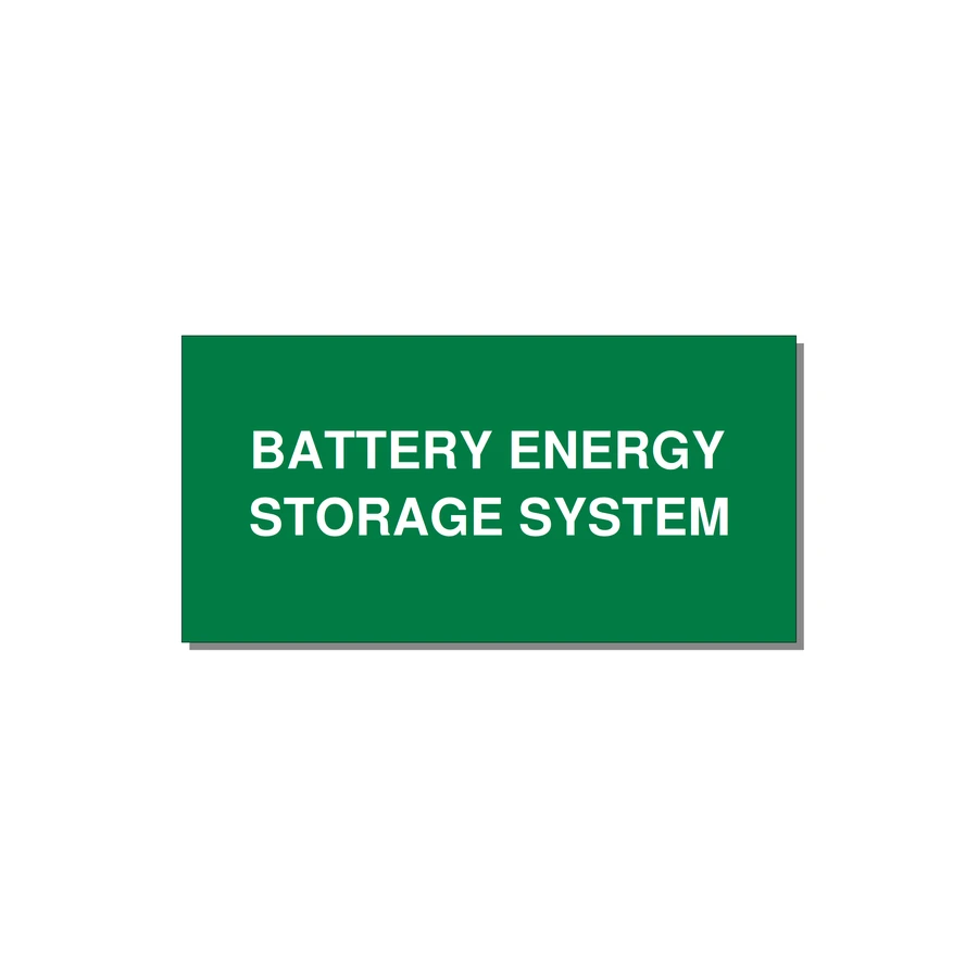 6.0x3.0" Safety Label - BATTERY ENERGY STORAGE SY — 6x3" White on Green, Adhesive