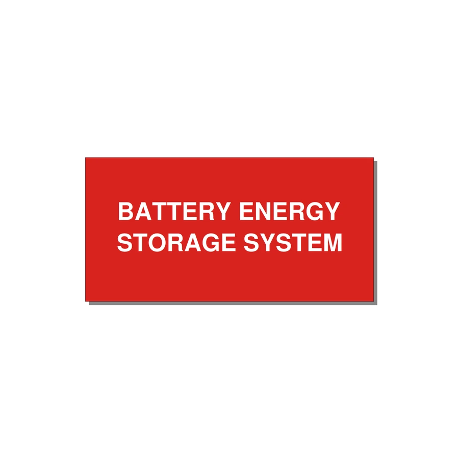 6.0x3.0" Safety Label - BATTERY ENERGY STORAGE SY — 6x3" White on Red, Adhesive