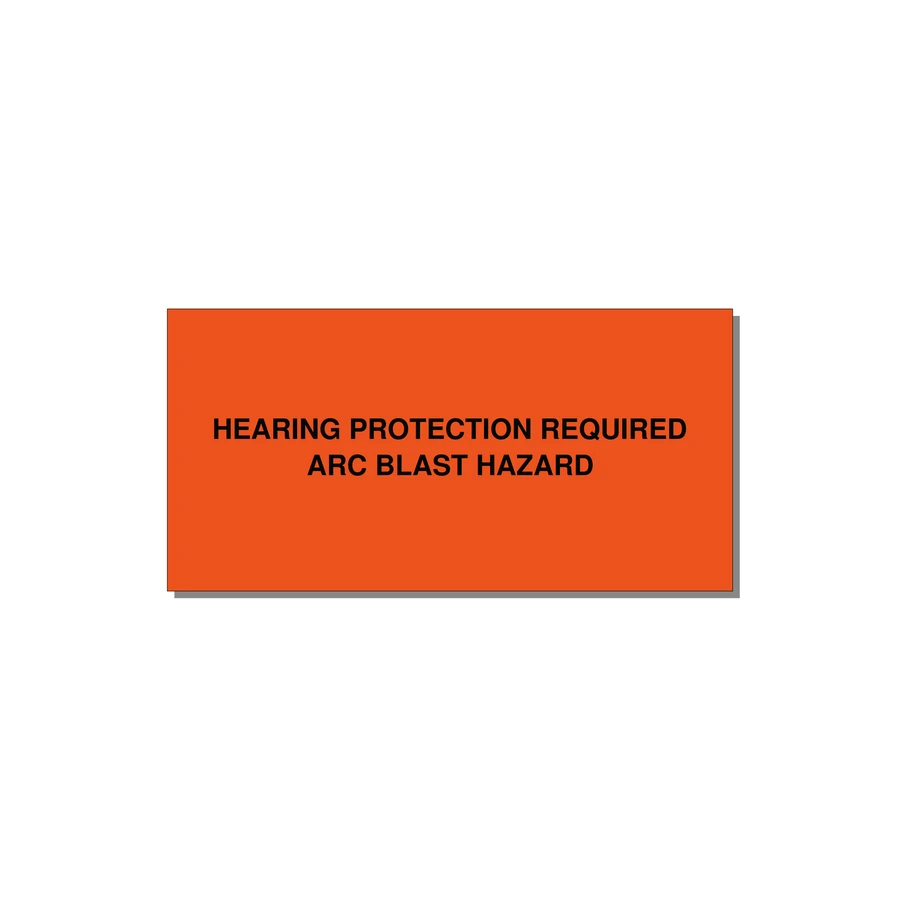 6.0x3.0" Safety Label - HEARING PROTECTION REQUIR — 6x3" Black on Orange, Adhesive