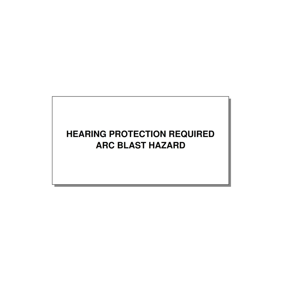 6.0x3.0" Safety Label - HEARING PROTECTION REQUIR — 6x3" Black on White, Adhesive