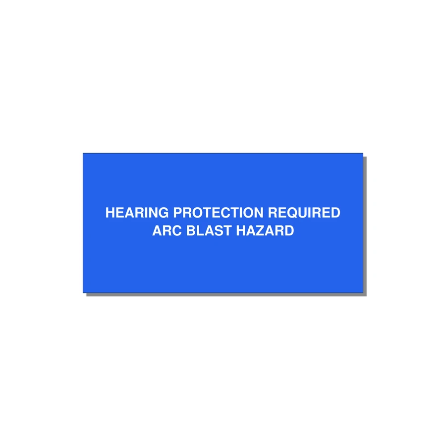 6.0x3.0" Safety Label - HEARING PROTECTION REQUIR — 6x3" White on Blue, Adhesive