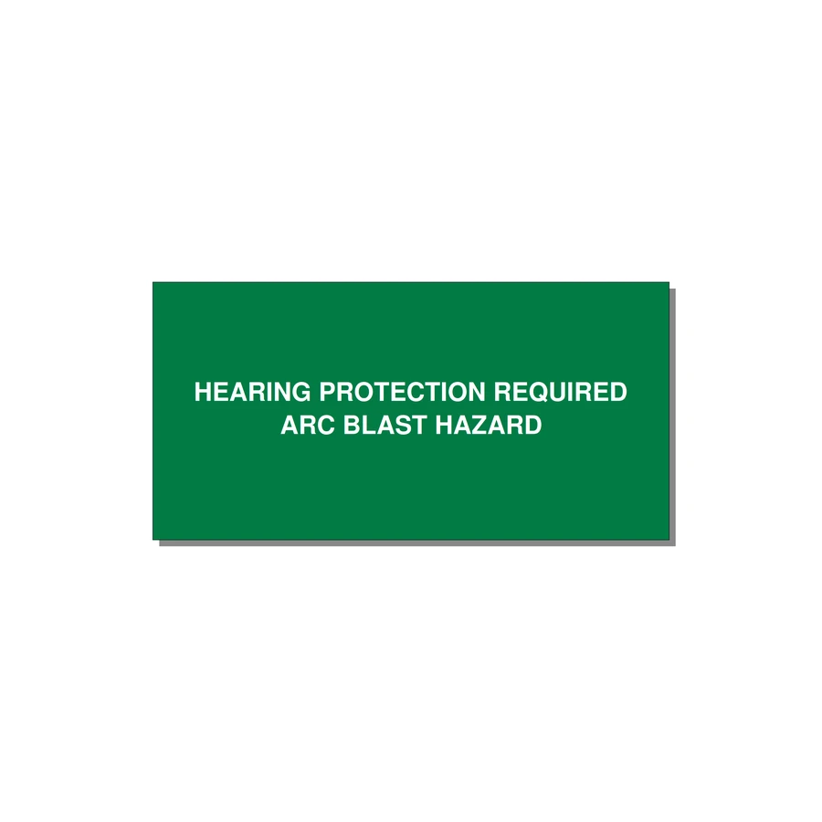 6.0x3.0" Safety Label - HEARING PROTECTION REQUIR — 6x3" White on Green, Adhesive