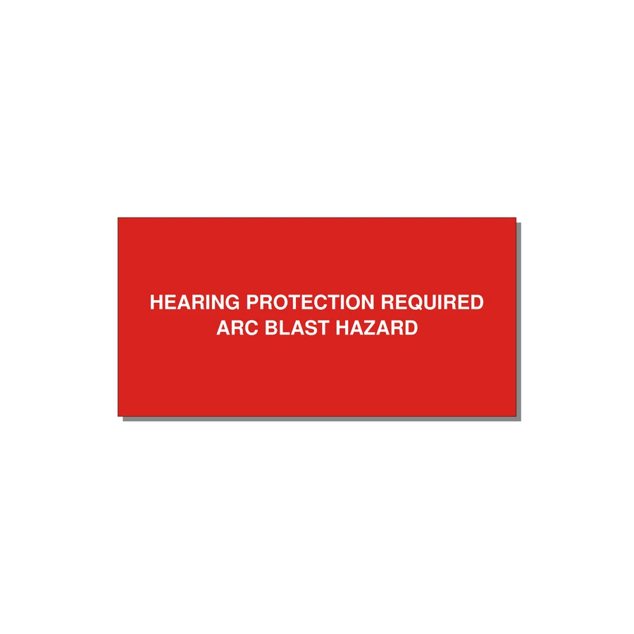 6.0x3.0" Safety Label - HEARING PROTECTION REQUIR — 6x3" White on Red, Adhesive