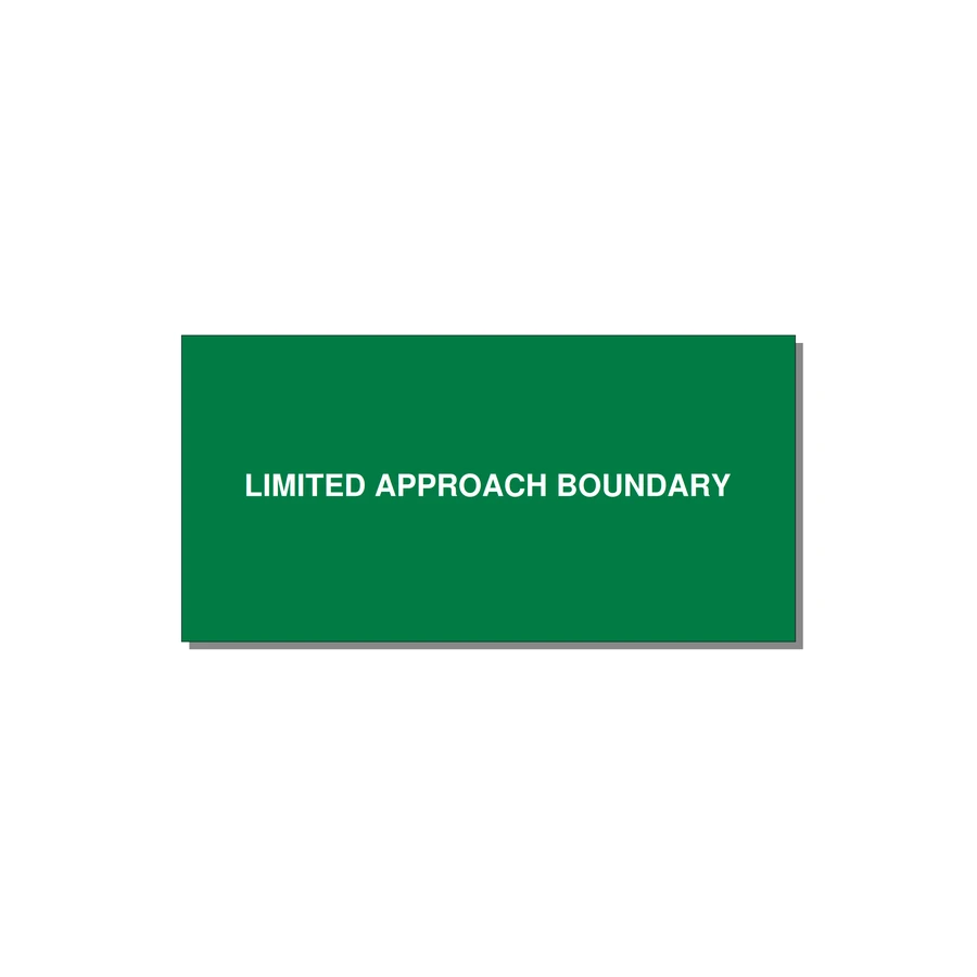 6.0x3.0" Safety Label - LIMITED APPROACH BOUNDARY — 6x3" White on Green, Adhesive