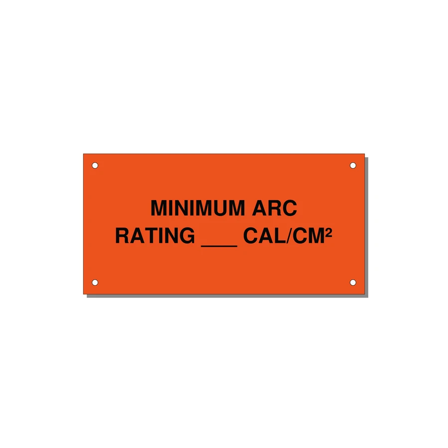 6.0x3.0" Safety Label - MINIMUM ARC RATING ___ CA — 6x3" Black on Orange, Holes